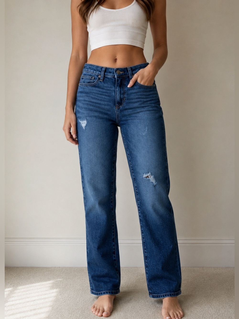 Kendall + Kylie High Rise Straight Leg Jeans Y2K Denim Cool Girl Minimalist 5/27